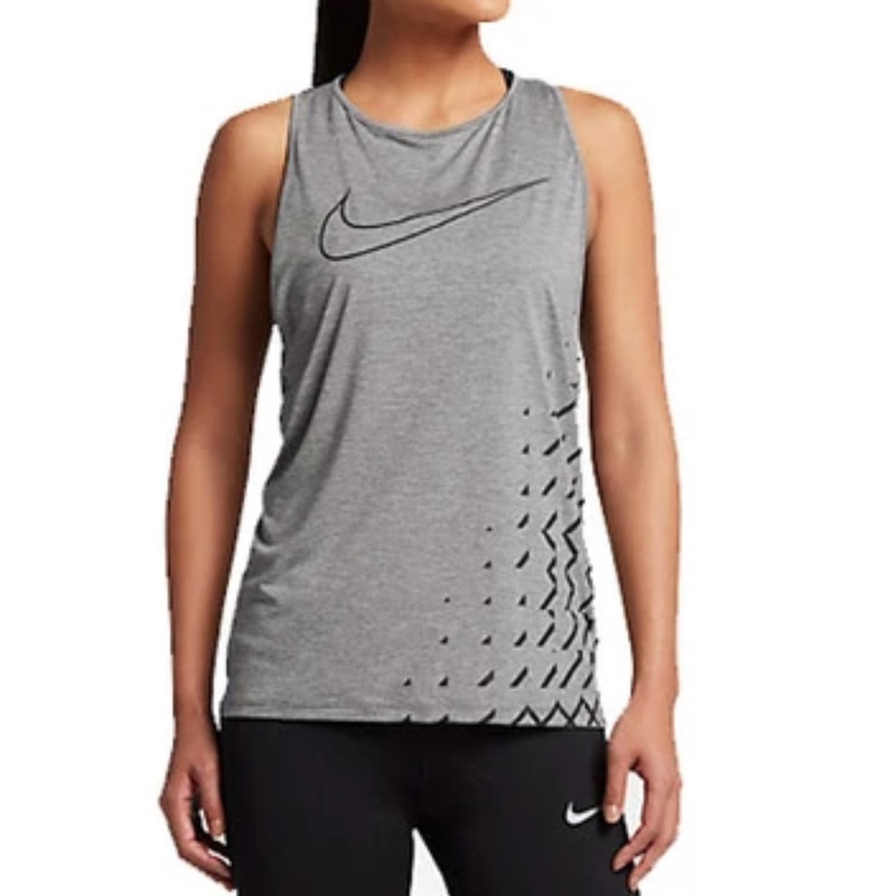 Nike Dri Fit Womens Gray Athletic Exercise Tank Top Racer Back Stretch